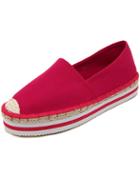 Romwe Red Toe Patch Heavy-bottomed Flats