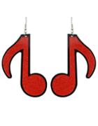 Romwe Red Acrylic Music Drop Earrings