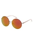 Romwe Gold Frame Iridescent Round Lens Sunglasses