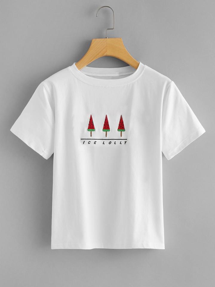 Romwe Watermelon Ice Lolly Graphic Tee