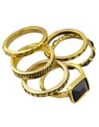 Romwe Cheap Wholesale Vintage Style Four Pieces Black Ring Set