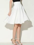 Romwe White Wide Waistband Circle Skirt