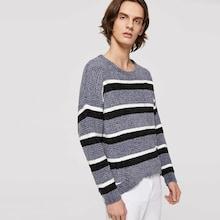 Romwe Guys Color Block Striped Jumper