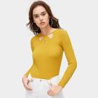 Romwe Ribbed Cut Out Neck Jumper