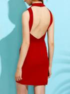 Romwe Red Open Back Sleeveless Dress