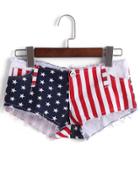 Romwe American Flag Print Crop Shorts