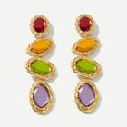 Romwe Color-block Gemstone Drop Earrings