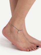 Romwe Silver Single Faux Pearl Chain Link Anklet