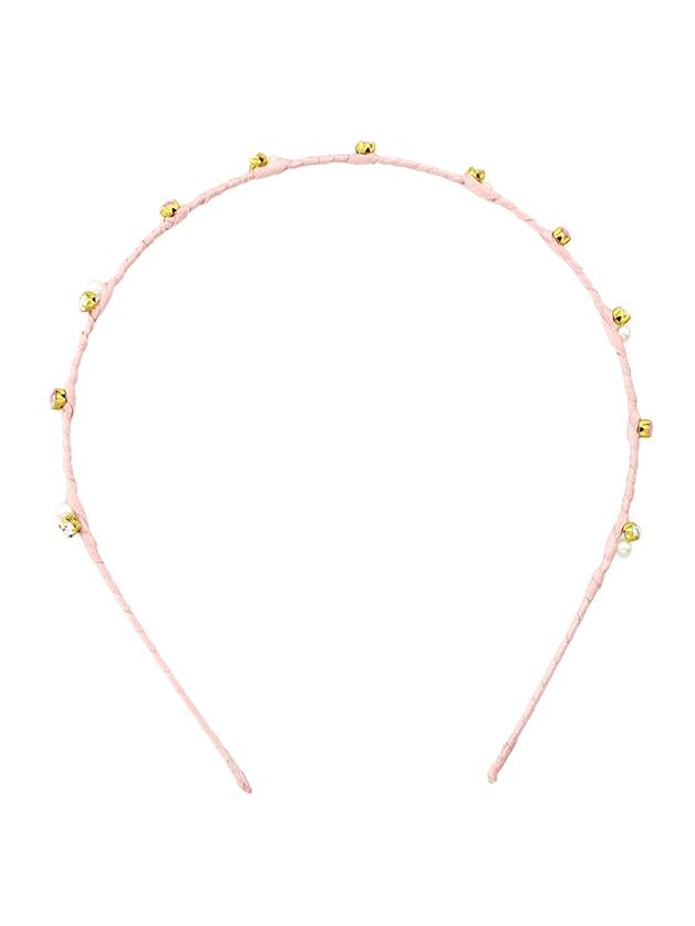 Romwe Pink Cute Pearl And Rhinestone Thin Hair Band
