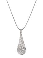 Romwe Silver Hollow Banana Leaf Pendant Necklace