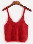 Romwe Burgundy Spaghetti Strap Sweater Vest