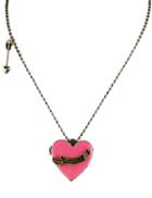 Romwe Rose Red Box Heart Crystal Openable Rhinestone Designs Pendant Necklace
