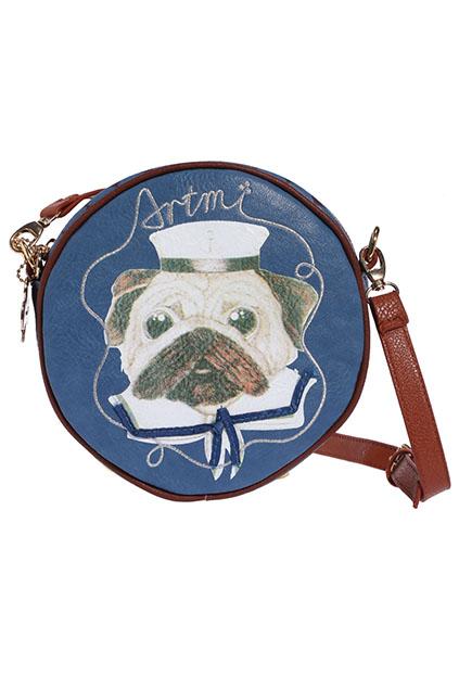 Romwe Sharpei Print Blue Round Bag