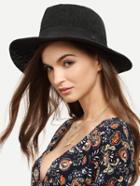 Romwe Black Vacation Letter M Large Brimmed Straw Hat