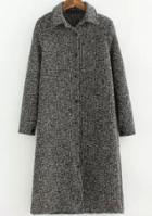 Romwe Grey Lapel Long Sleeve Striped Coat