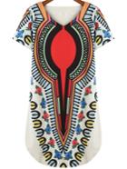 Romwe V Neck Floral T-shirt