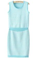 Romwe Striped Knit Tank Top With Blue Skirt
