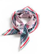Romwe Flower And Bird Print Square Scarf