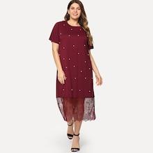 Romwe Plus Beaded Decoration Dress