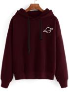 Romwe Planet Print Drop Shoulder Hoodie