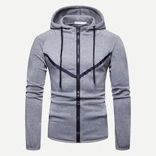 Romwe Men Solid Zip Up Hoodie