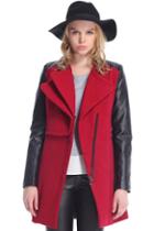 Romwe Color Block Red Coat
