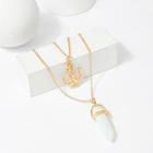 Romwe Anchor Pendant Layered Chain Necklace