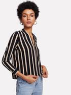 Romwe Block Stripe Button Blouse