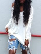 Romwe Open Back Knotted Loose Top