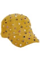 Romwe Studded Yellow Peaked Cap