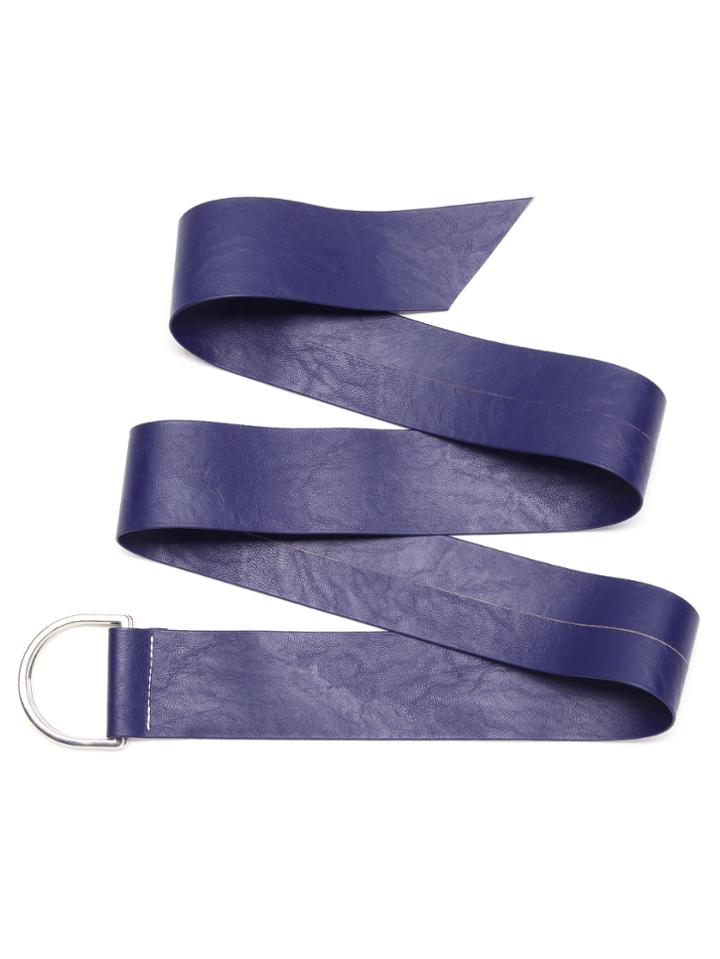 Romwe Dark Blue Faux Leather Wide Belt