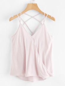 Romwe Criss Cross Wrap Cami Top
