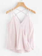 Romwe Criss Cross Wrap Cami Top
