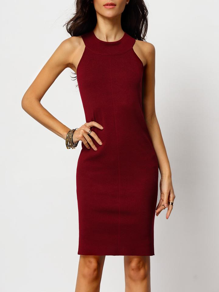Romwe Sleeveless Split Side Skinny Jersey Dress