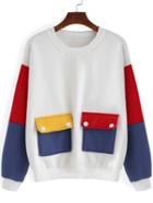 Romwe Color-block Pockets Loose Sweatshirt