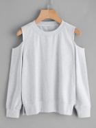 Romwe Cold Shoulder Split Hem Sweatshirt