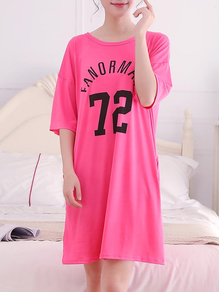 Romwe Letter & Number Print Dress