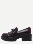Romwe Burgundy Fringe Chain Embellished Flatform Shoes