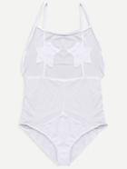 Romwe White Star Patch Mesh One Piece Swimwear
