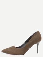 Romwe Army Green Faux Suede Pointed Toe Pumps