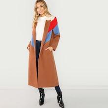 Romwe Color Block Longline Coat