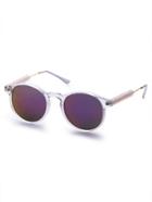 Romwe Clear Frame Purple Mirrored Lens Sunglasses