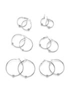 Romwe Mixed Size Hoop Earrings 6pairs