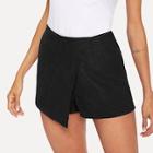 Romwe Asymmetrical Hem Solid Wrap Shorts
