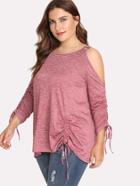Romwe Cold Shoulder Ruched Tee