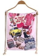 Romwe Pink Car Print Backpack