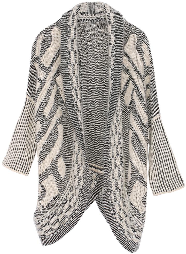 Romwe Geometric Print Knit Loose Cardigan