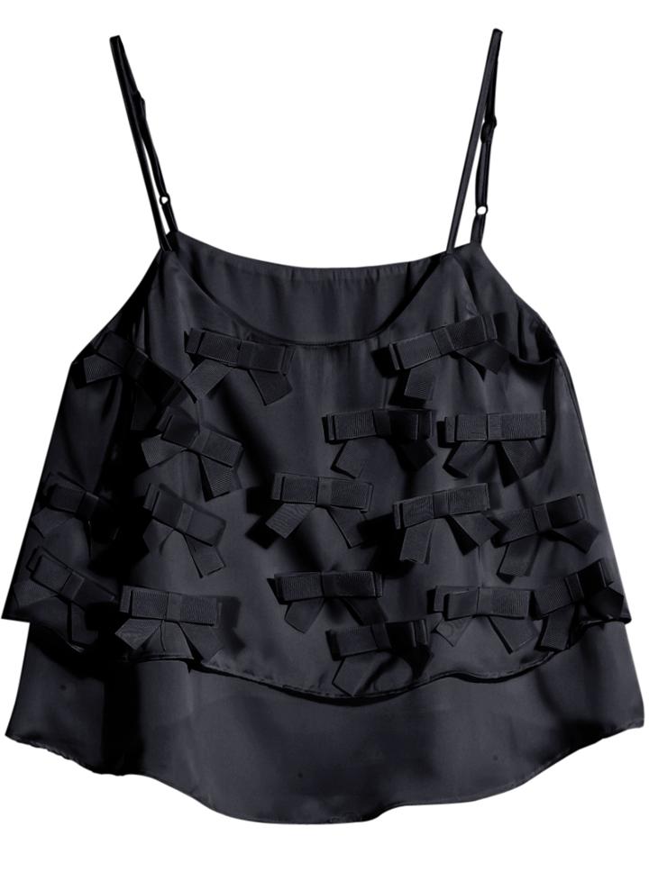 Romwe Spaghetti Strap Bow Black Vest