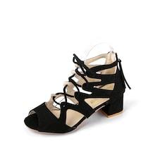 Romwe Cut Out Lace Up Block Heels