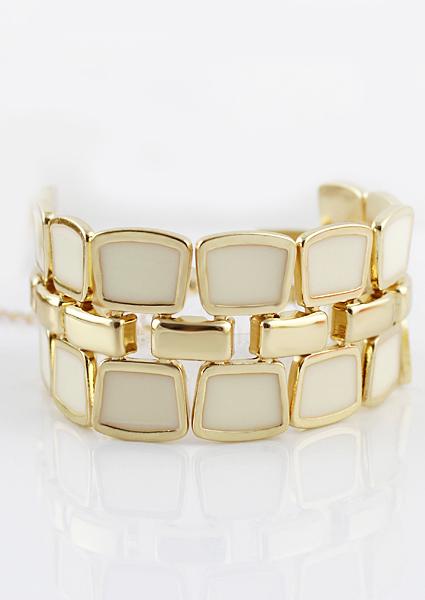 Romwe White Geometric Splice Bracelet
